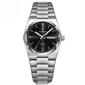 Elegant Quartz Waterproof Luminous Date Week Stainless Steel Watches