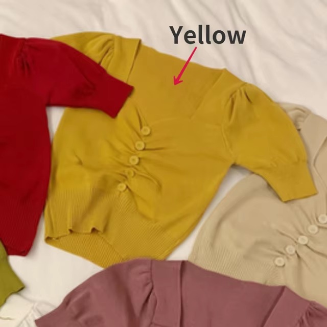 Elegant Short Sleeve V-neck Button Casual Solid Chic Slim Crop Tops - Image 6