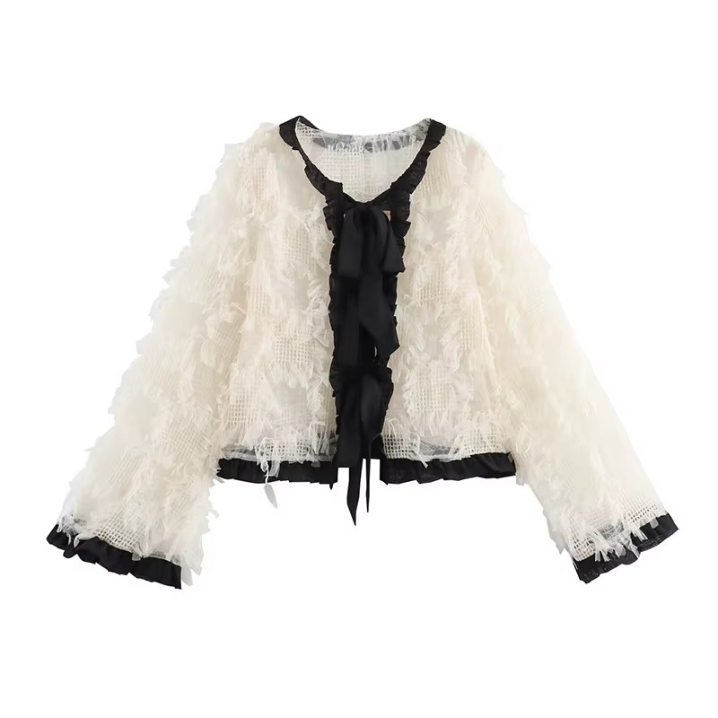 Elegant Small Fragrant Style Laced Up Short Hairy Jackets - Image 2