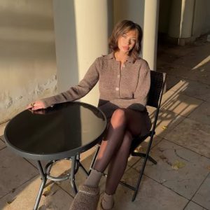 Elegant Solid Knitted Lapel Long Sleeve Single Breasted Cardigan Short Skirt 2 Pieces Suit 71..png__11zon