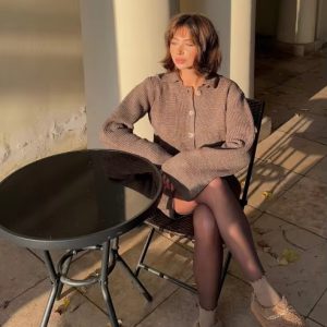 Elegant Solid Knitted Lapel Long Sleeve Single Breasted Cardigan Short Skirt 2 Pieces Suit 74..png__11zon