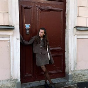 Elegant Solid Knitted Lapel Long Sleeve Single Breasted Cardigan Short Skirt 2 Pieces Suit 80..jpg__11zon