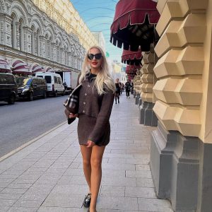 Elegant Solid Knitted Lapel Long Sleeve Single Breasted Cardigan Short Skirt 2 Pieces Suit 87..jpg__11zon