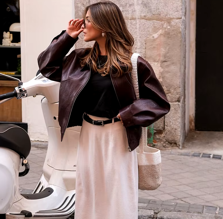 Elegant Solid Pu Leather Long Sleeves Zipper Crop Warm Jacket - Image 11