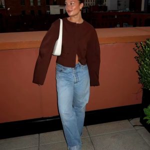 Elegant Streetwear Balloon Buttons Cropped Blazer Coat Zipper Mini Skirt Suits 2 Pieces Sets 21..jpg__11zon