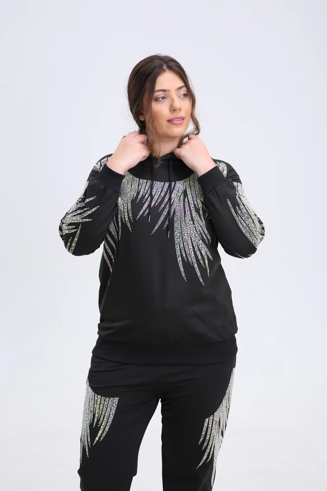Elegant Vibrant Sparking Rhinestones Hoodies Outerwear