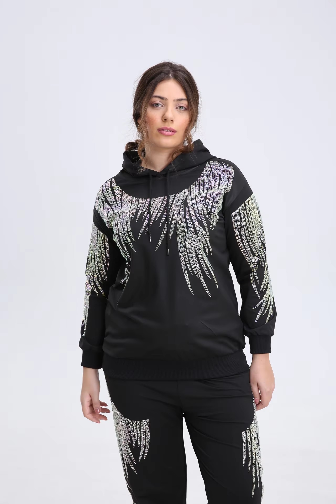 Elegant Vibrant Sparking Rhinestones Hoodies Outerwear - Image 3