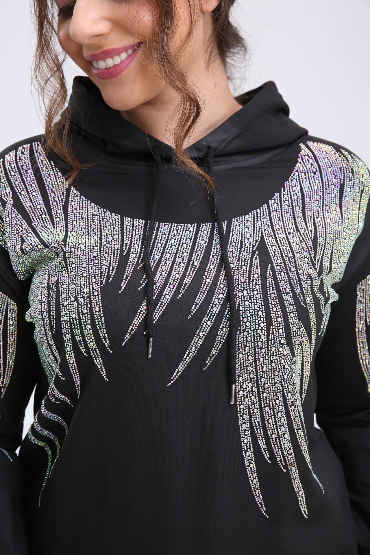 Elegant Vibrant Sparking Rhinestones Hoodies Outerwear - Image 5