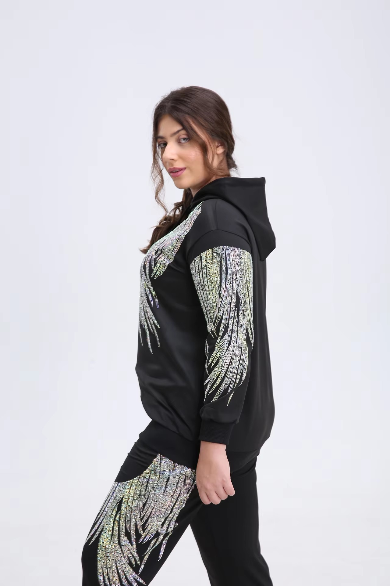 Elegant Vibrant Sparking Rhinestones Hoodies Outerwear - Image 4