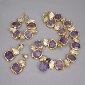 Stylish Natural Freshwater Biwa Pearl stylish  Necklace Sets