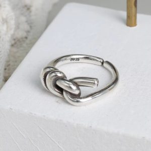 Adjustable Open knots Anti-allergy sterling silver Finger Ring