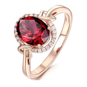Big Oval Ruby Zircon Sterling Silver Ring