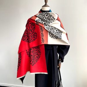 Luxury Cashmere Wraps Heart Floral Warm Scarf