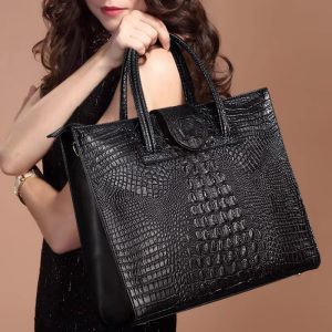 Luxury Crocodile Pattern Zipper Leather OL Handbags
