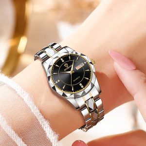 Luxury Fashion Quartz Waterproof Luminous Date Stainless Wristwatch