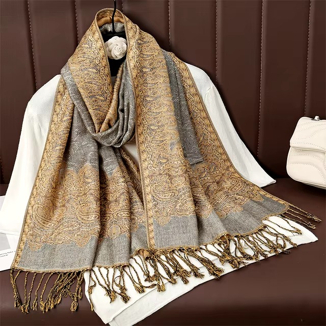 Casual Floral Design Print Foulard Cashmere Shawl - Image 7