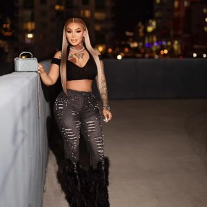 Ripped Out Beading Feather Decoration Stretch Denim High Waist Pants