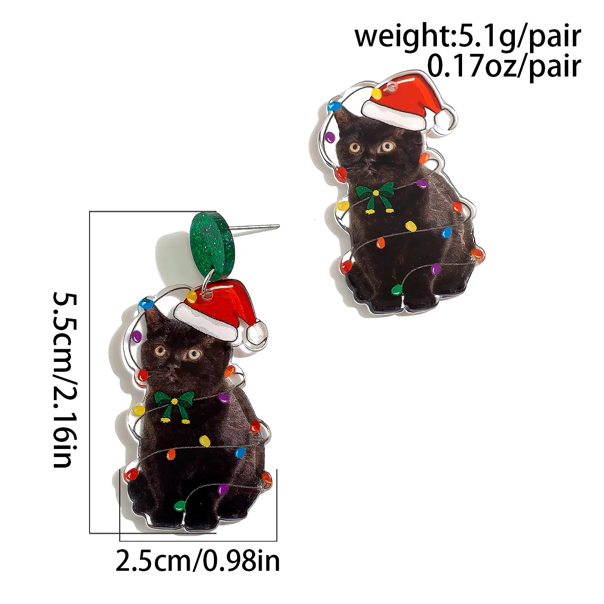 Cute Cat Creative Acrylic Christmas Drop Earrings - Image 3