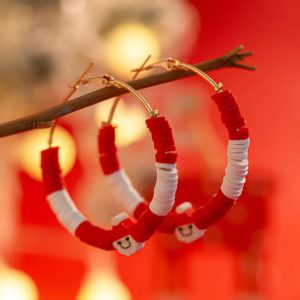 Polymer Clay Colorful Snowman Cartoon Hoop Earrings