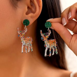 Acrylic Christmas Dear Creative Drop Earrings