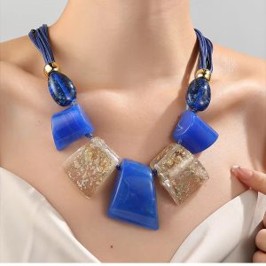 Chunky Big Beaded Colorful Rope Chain Short Necklace