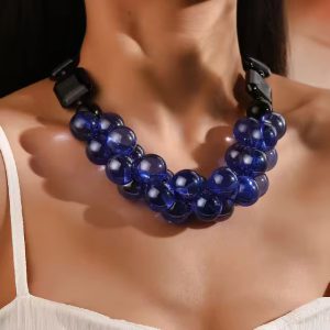New Trendy Colorful Resin Beads Statement Chains Chocker Necklace