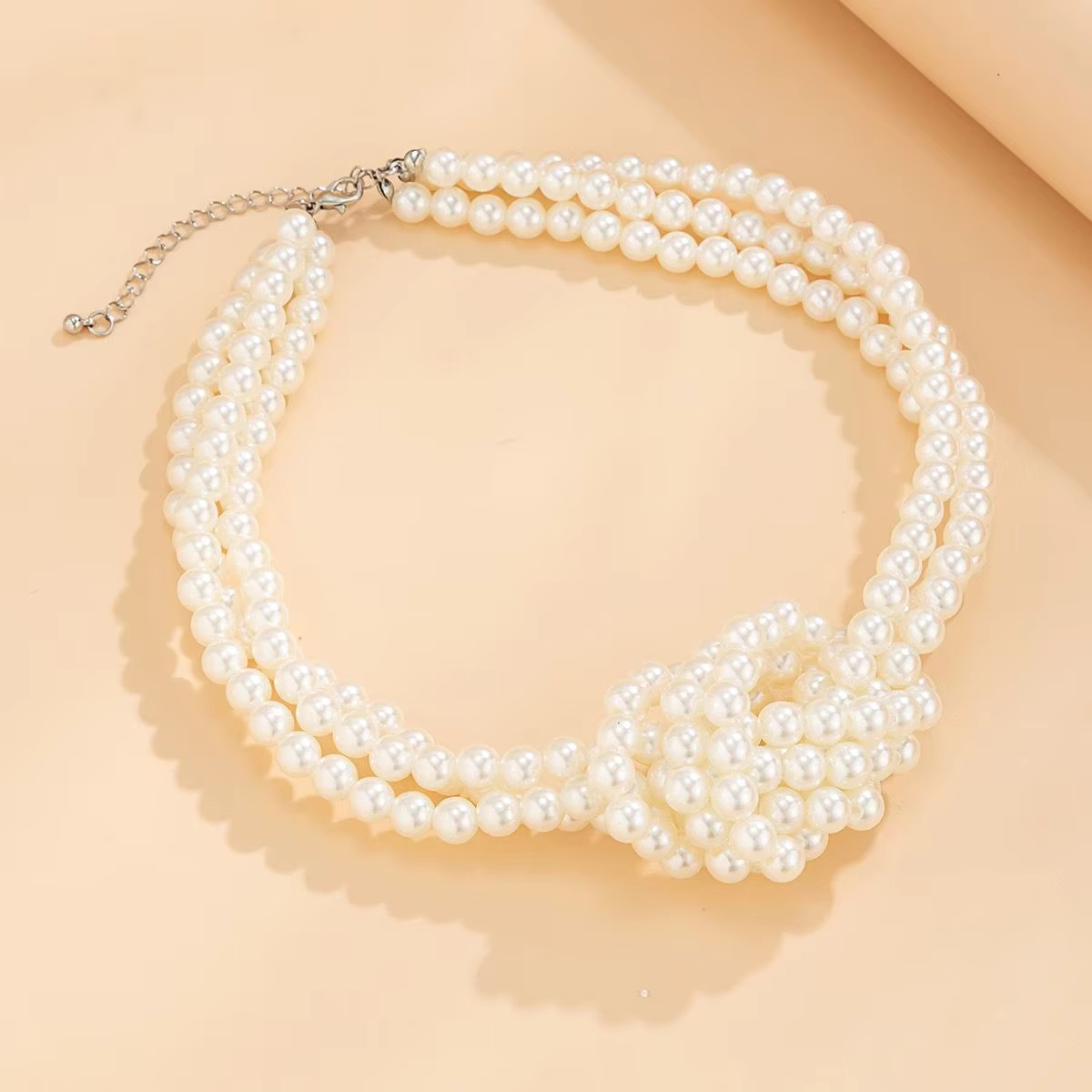 Vintage Multilevel Bead Imitation Pearl Patchwork Chain French Necklace - Image 5