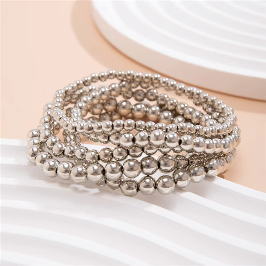 5Pcs Fashion Statement Unique Acrylic CCB Big Ball Chain Elastic Bracelet - Image 2