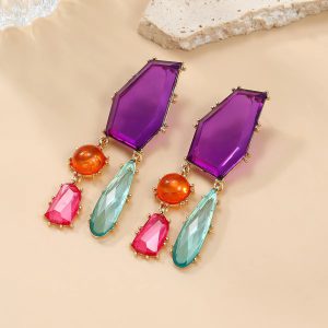 Resin Fashion Colorful Dangle Long Tassel Earrings