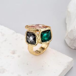 Anslow Fashion Irregular Rhomboid Crystal Elegant Ring
