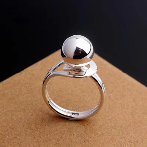 Vintage Big Ball Adjustable Simple Sterling Silver Ring