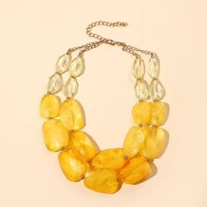 Short Colorful Beads Fashion Multi-layer Choker Necklaces