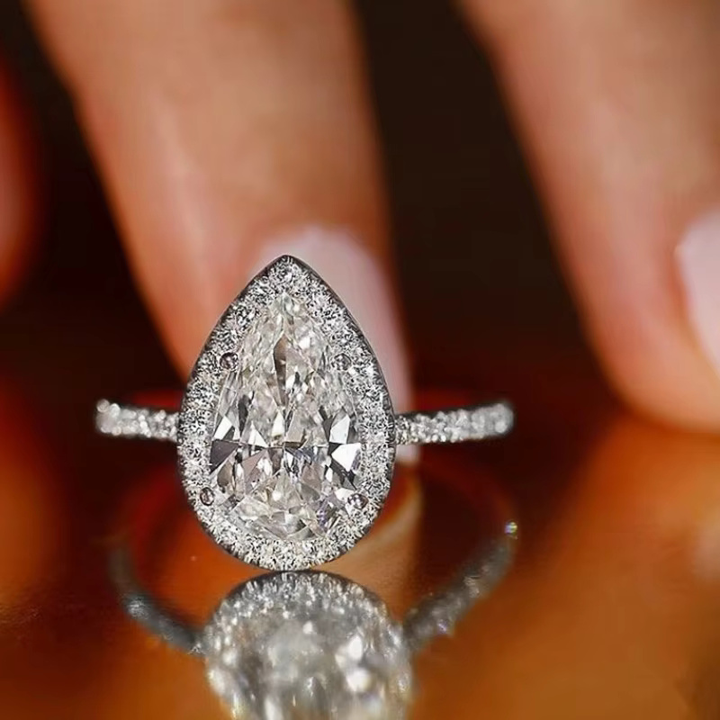 Crystal Waterdrop Cubic Zircon Classic Design Eternity Rings - Image 2