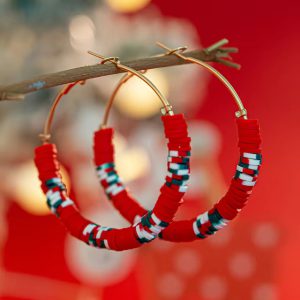 Colorful Rings Boho Polymer Clay Pierced Earrings