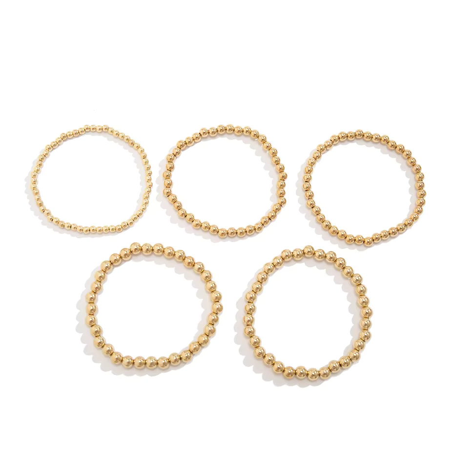 5Pcs Fashion Statement Unique Acrylic CCB Big Ball Chain Elastic Bracelet - Image 5