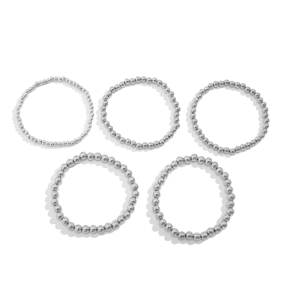5Pcs Fashion Statement Unique Acrylic CCB Big Ball Chain Elastic Bracelet - Image 3