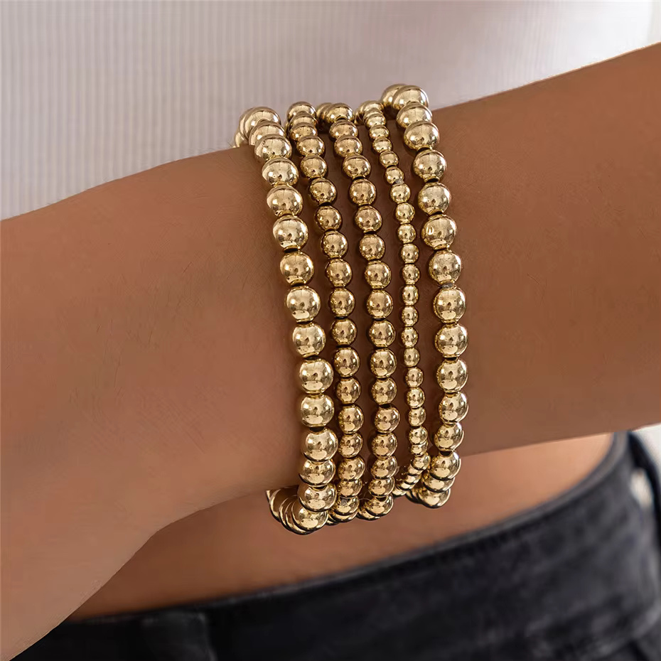 5Pcs Fashion Statement Unique Acrylic CCB Big Ball Chain Elastic Bracelet - Image 6