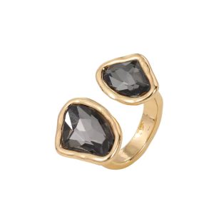 Designer Irregular Crystal Trendy Metal Rings