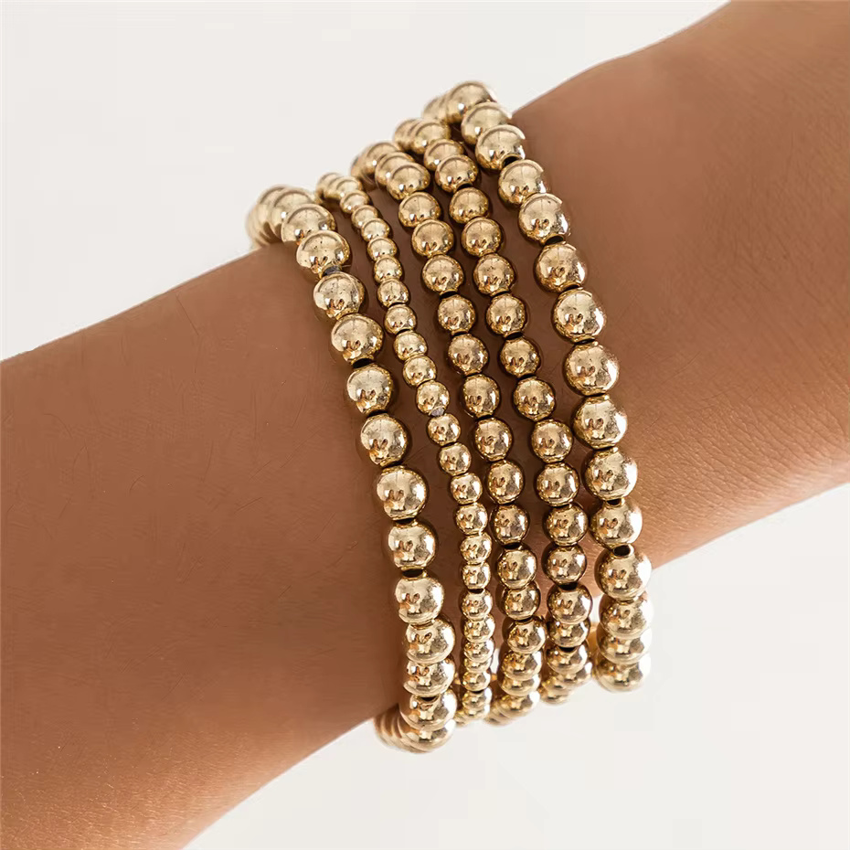 5Pcs Fashion Statement Unique Acrylic CCB Big Ball Chain Elastic Bracelet - Image 7