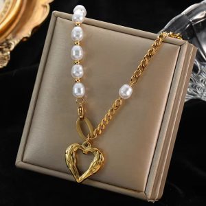 Plated Heart Love Stainless Steel Chain Waterproof Necklace