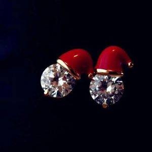 Chic Christmas Santa Claus Hat Alloy Crystal Stud Earring