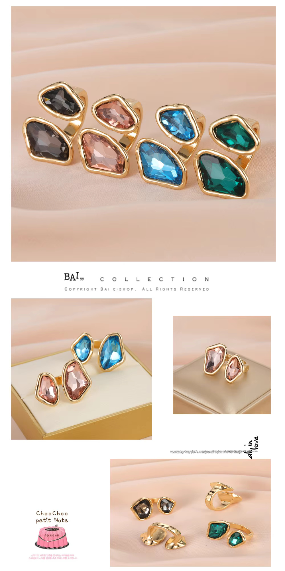 Designer Irregular Crystal Trendy Metal Rings - Image 2