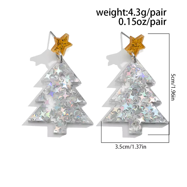 Creative Acrylic Christmas Tree Drop Earrings - Image 2