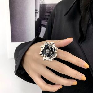 Sterling Silver Fashion Creative Exaggeration Flower Vintage Ring