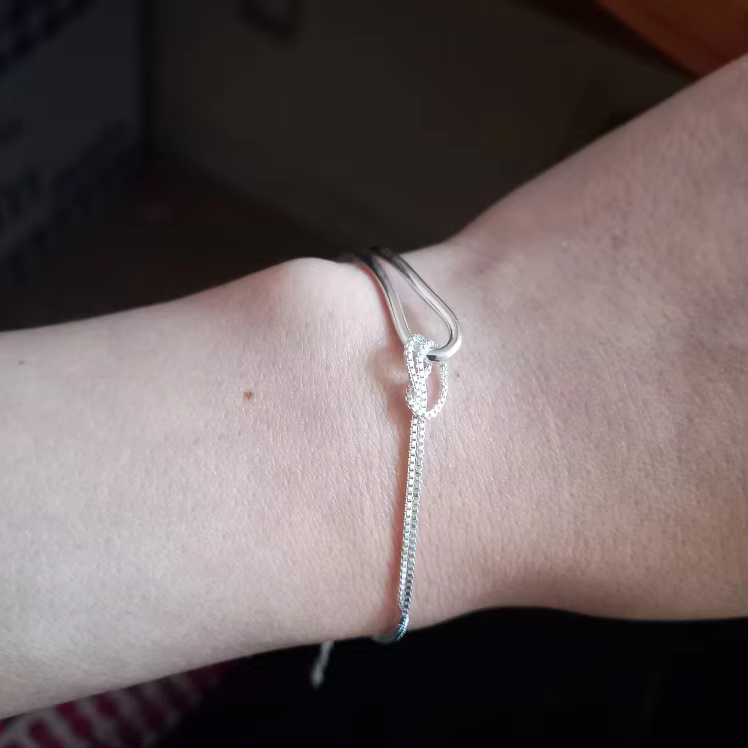 Geometric Arc Knotting Minimalist Fashion Fine Sterling Silver Jewelry Bracelets - Image 3