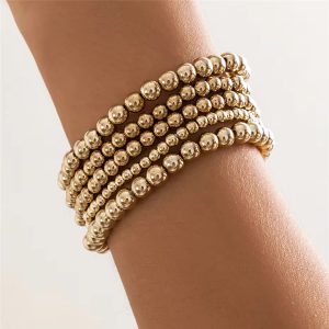 5Pcs Fashion Statement Unique Acrylic CCB Big Ball Chain Elastic Bracelet