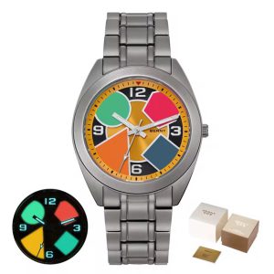 Sapphire Contrasting Geometric Dial Multi-color Luminous Titanium Watch