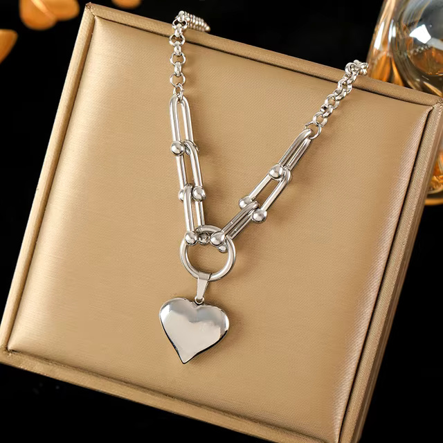 Heart Love Plated Stainless Steel Neck Chain Waterproof Necklace - Image 2