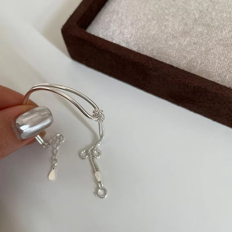 Geometric Arc Knotting Minimalist Fashion Fine Sterling Silver Jewelry Bracelets - Image 6