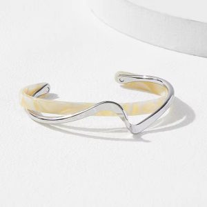 Geometric C- shaped Opening Shellfish Board Bend Metal Bracelets